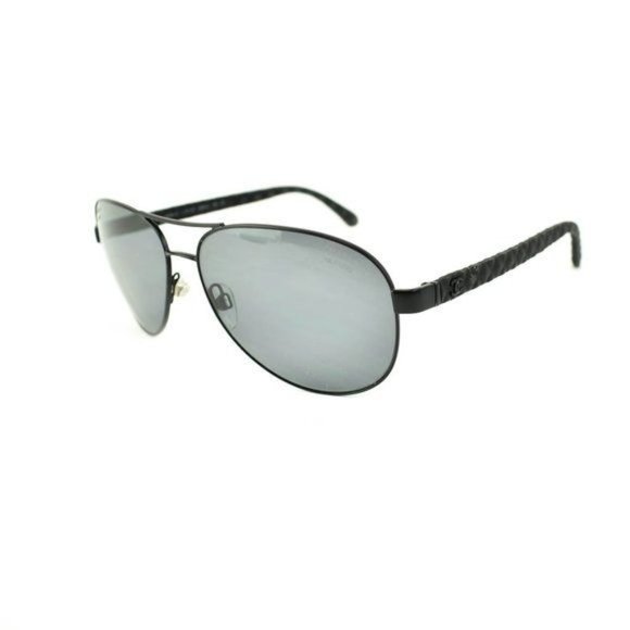 CHANEL: Black & Leather CC Polarized  Aviator (ko) - Picture 1 of 11